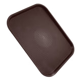 2Pcs Fast Food Tray Stackable Rectangular Light Weight Anti Slip PP Food Service Tray for Restaurants CafesBrown