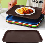 2Pcs Fast Food Tray Stackable Rectangular Light Weight Anti Slip PP Food Service Tray for Restaurants CafesBrown - Extra Image