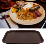 2Pcs Fast Food Tray Stackable Rectangular Light Weight Anti Slip PP Food Service Tray for Restaurants CafesBrown