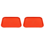 2Pcs Fast Food Tray Stackable Rectangular Light Weight Anti Slip PP Food Service Tray for Restaurants CafesOrange