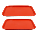 2Pcs Fast Food Tray Stackable Rectangular Light Weight Anti Slip PP Food Service Tray for Restaurants CafesOrange - Front View