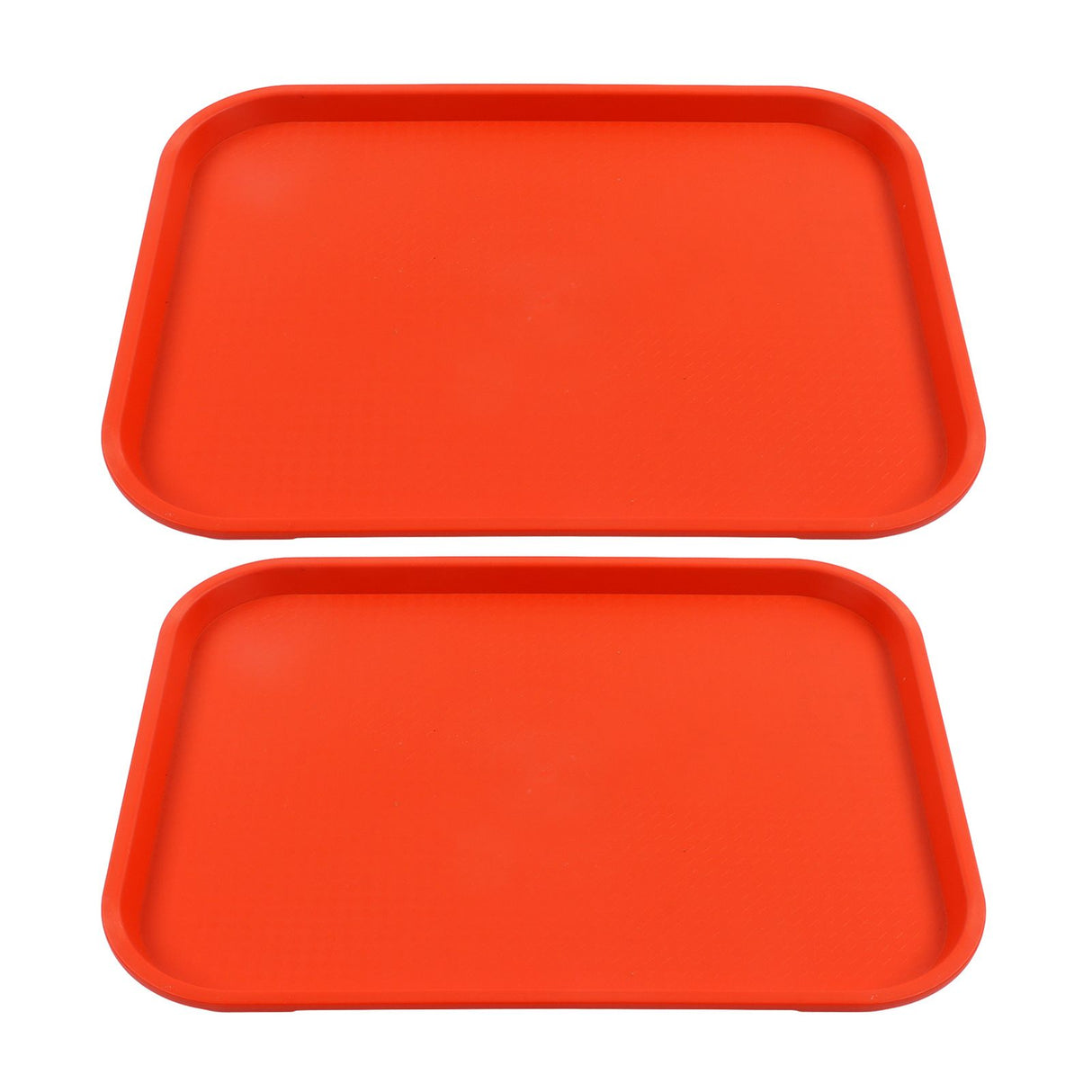 2Pcs Fast Food Tray Stackable Rectangular Light Weight Anti Slip PP Food Service Tray for Restaurants CafesOrange