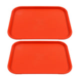 2Pcs Fast Food Tray Stackable Rectangular Light Weight Anti Slip PP Food Service Tray for Restaurants CafesOrange - Close-Up Angle