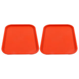 2Pcs Fast Food Tray Stackable Rectangular Light Weight Anti Slip PP Food Service Tray for Restaurants CafesOrange - Low Angle