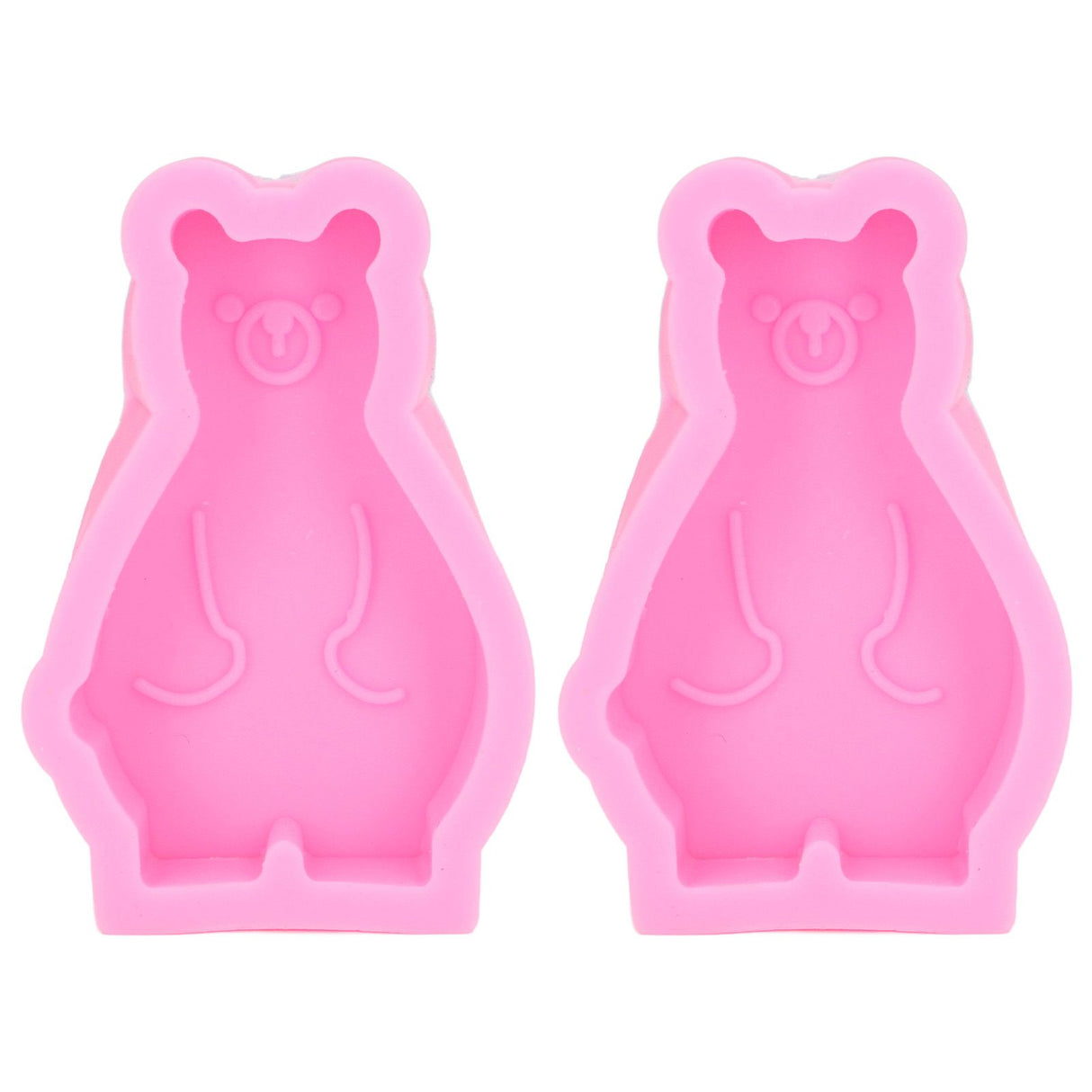 2Pcs Silicone Mold Cute Bear Shape Easy Demoulding Flexible Soft Baking Mold for DIY Cake Fondant Chocolate