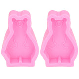 2Pcs Silicone Mold Cute Bear Shape Easy Demoulding Flexible Soft Baking Mold for DIY Cake Fondant Chocolate