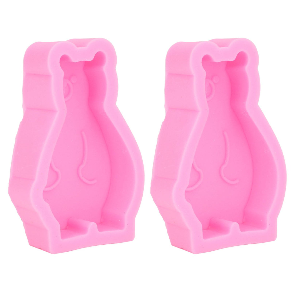 2Pcs Silicone Mold Cute Bear Shape Easy Demoulding Flexible Soft Baking Mold for DIY Cake Fondant Chocolate