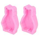 2Pcs Silicone Mold Cute Bear Shape Easy Demoulding Flexible Soft Baking Mold for DIY Cake Fondant Chocolate - Rear View