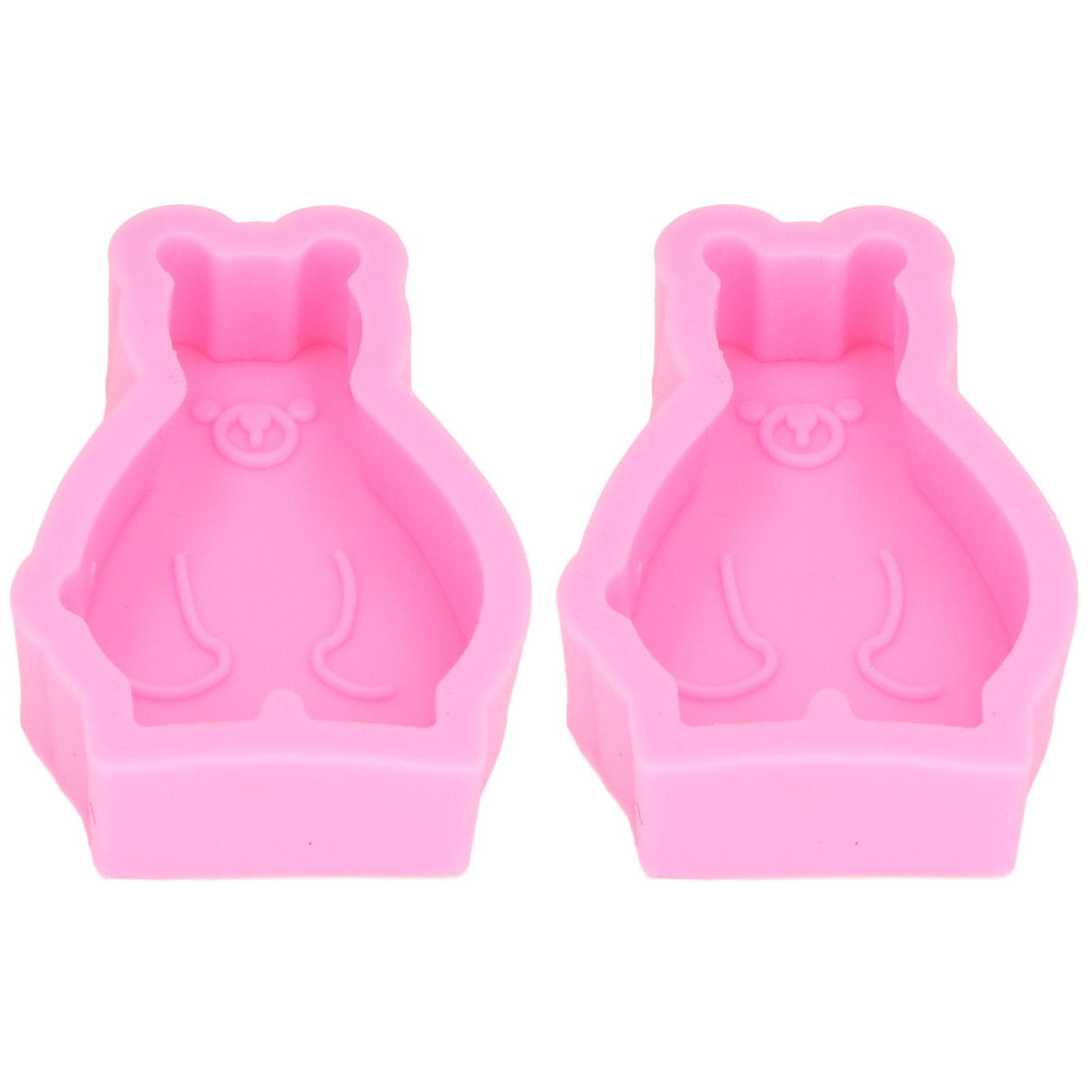 2Pcs Silicone Mold Cute Bear Shape Easy Demoulding Flexible Soft Baking Mold for DIY Cake Fondant Chocolate