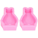2Pcs Silicone Mold Cute Bear Shape Easy Demoulding Flexible Soft Baking Mold for DIY Cake Fondant Chocolate - Close-Up Angle