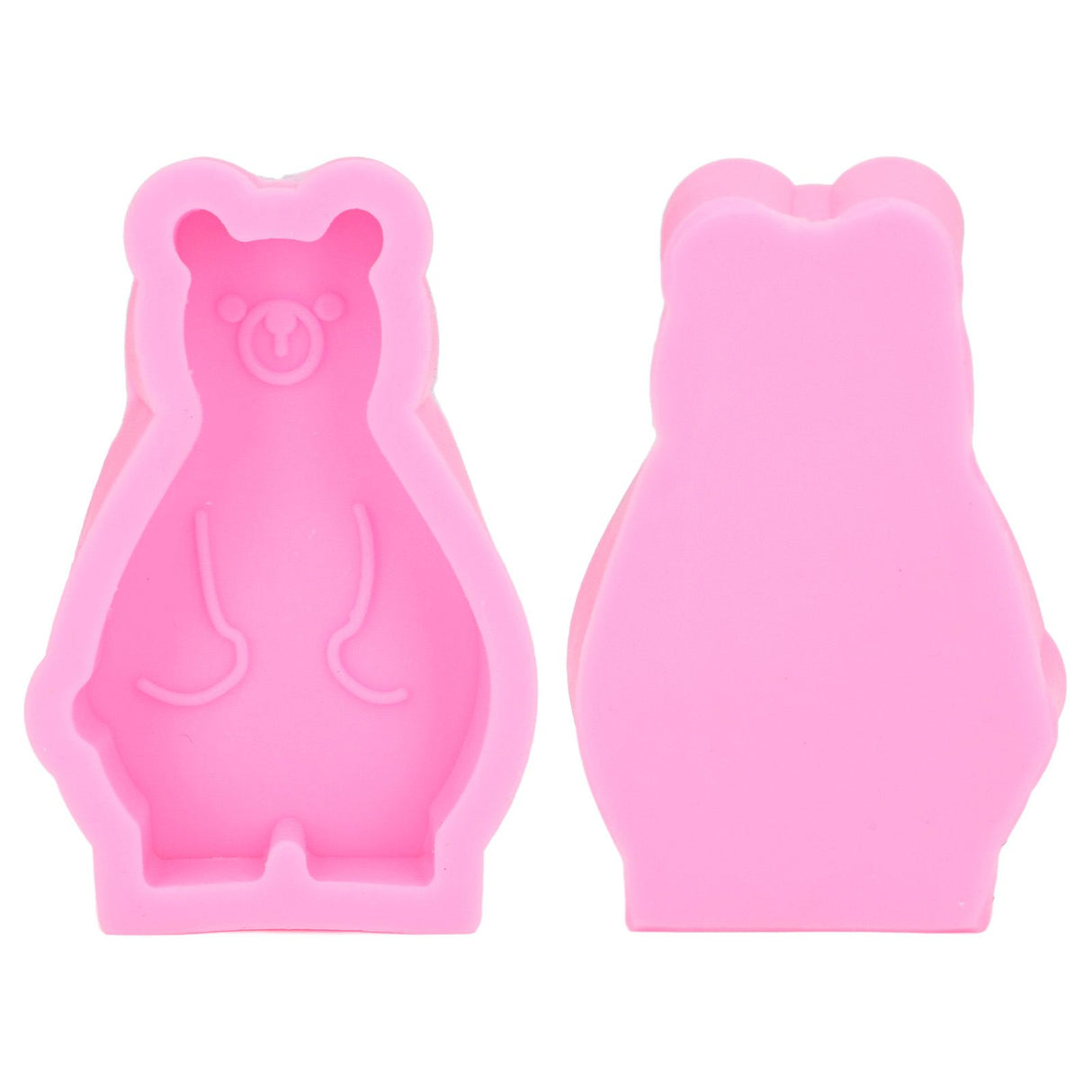2Pcs Silicone Mold Cute Bear Shape Easy Demoulding Flexible Soft Baking Mold for DIY Cake Fondant Chocolate