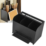 Stainless Steel Cutlery Utensil Holder Integrated Combination Wall Mounted Chopsticks Storage Rack with 4 Storage Areas