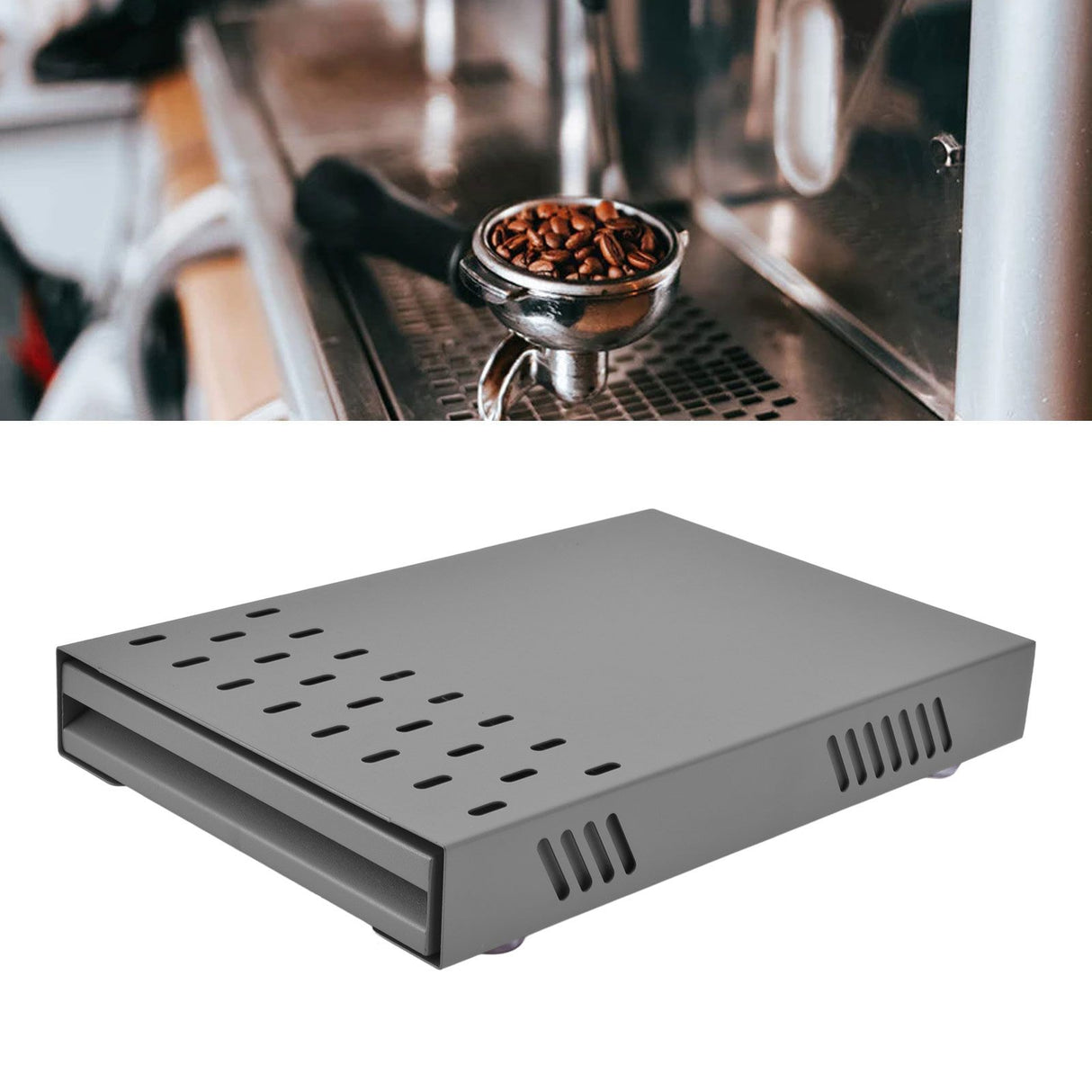 Coffee Knock Drawer Stainless Steel Detachable Prevent Slip Coffee Ground Knock Box for Cafe Home Gray