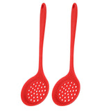 2Pcs Silicone Slotted Spoon Multifunction Soft Food Grade Silicone High Temperature Resistant Kitchen Ladle Strainer