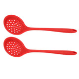 2Pcs Silicone Slotted Spoon Multifunction Soft Food Grade Silicone High Temperature Resistant Kitchen Ladle Strainer