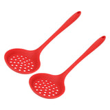 2Pcs Silicone Slotted Spoon Multifunction Soft Food Grade Silicone High Temperature Resistant Kitchen Ladle Strainer
