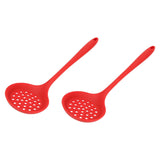 2Pcs Silicone Slotted Spoon Multifunction Soft Food Grade Silicone High Temperature Resistant Kitchen Ladle Strainer - 45-Degree Angle