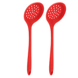 2Pcs Silicone Slotted Spoon Multifunction Soft Food Grade Silicone High Temperature Resistant Kitchen Ladle Strainer