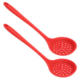 2Pcs Silicone Slotted Spoon Multifunction Soft Food Grade Silicone High Temperature Resistant Kitchen Ladle Strainer