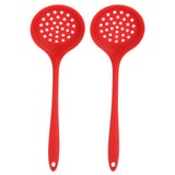 2Pcs Silicone Slotted Spoon Multifunction Soft Food Grade Silicone High Temperature Resistant Kitchen Ladle Strainer