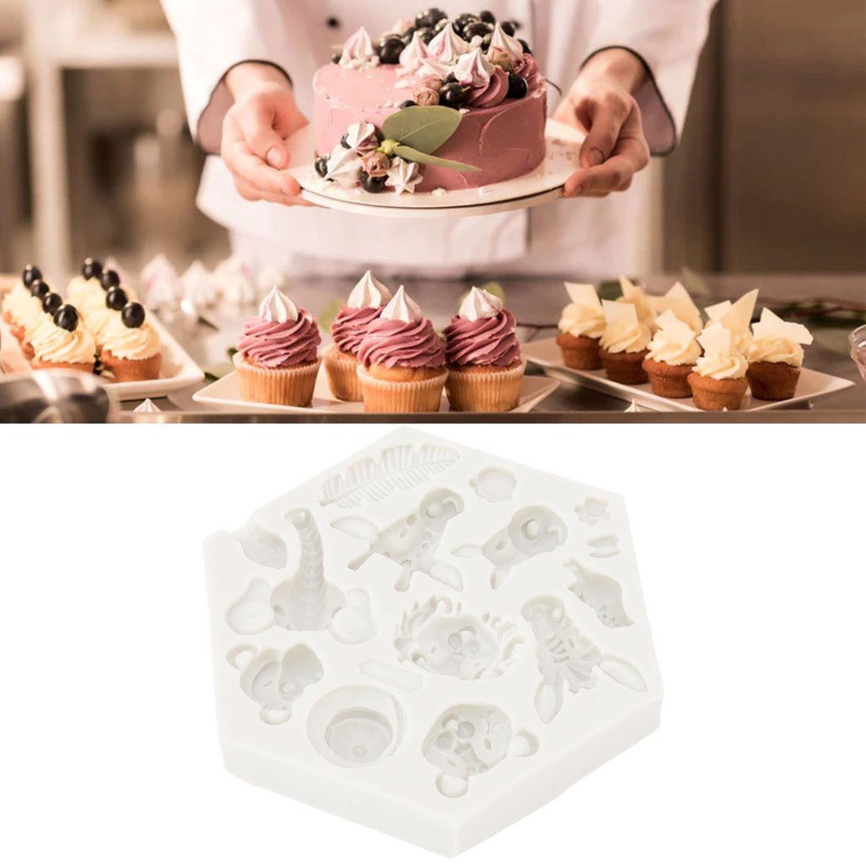 Silicone Mold Cute Animal Shape Easy Demoulding Flexible Soft Baking Mold for DIY Cake Fondant Chocolate 951 Grey