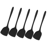 5Pcs Cooking Spatula with Hanging Hole Ergonomic Prevent Scalding Chinese Silicone Spatula for Kitchen Black