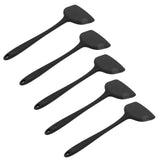 5Pcs Cooking Spatula with Hanging Hole Ergonomic Prevent Scalding Chinese Silicone Spatula for Kitchen Black - Low Angle