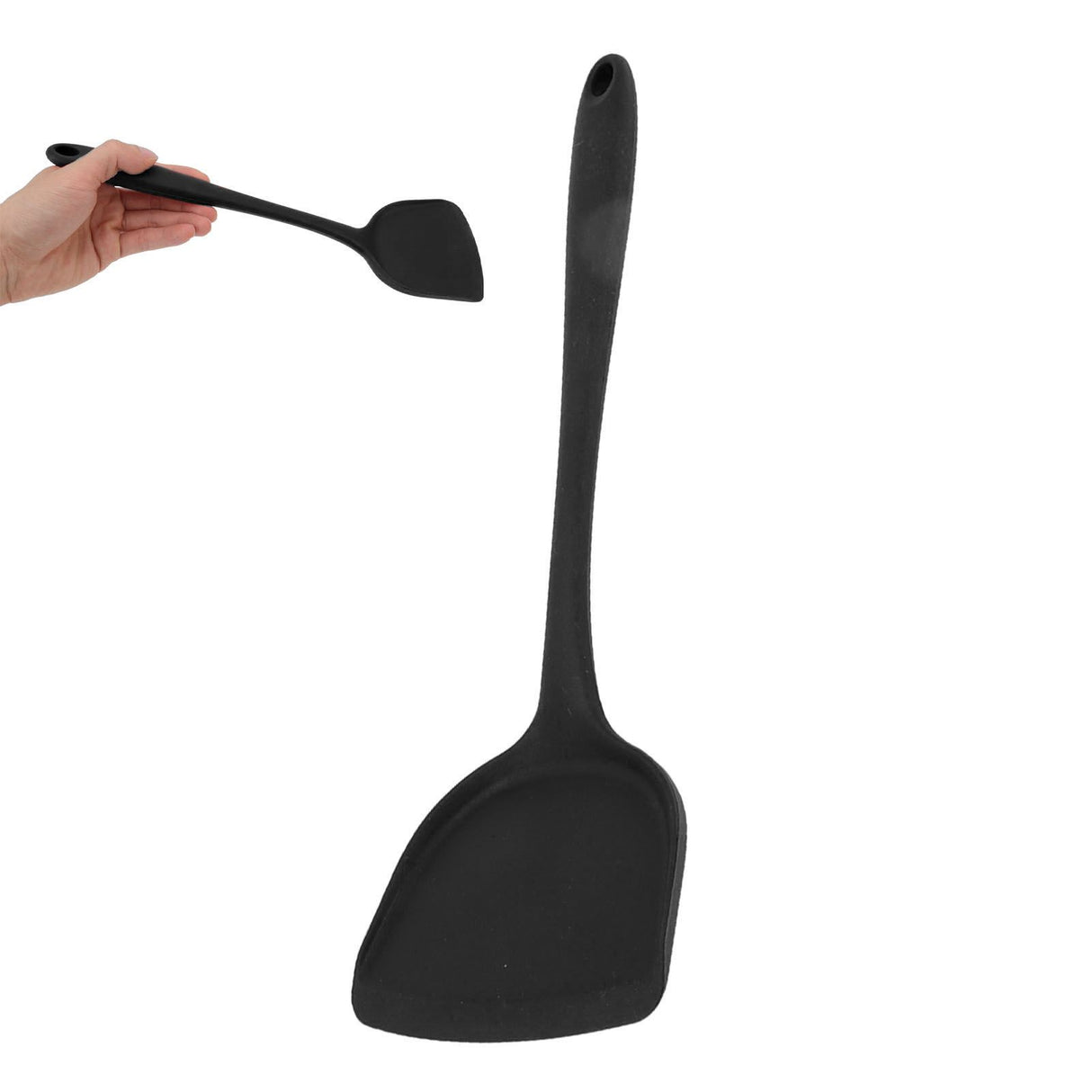 5Pcs Cooking Spatula with Hanging Hole Ergonomic Prevent Scalding Chinese Silicone Spatula for Kitchen Black