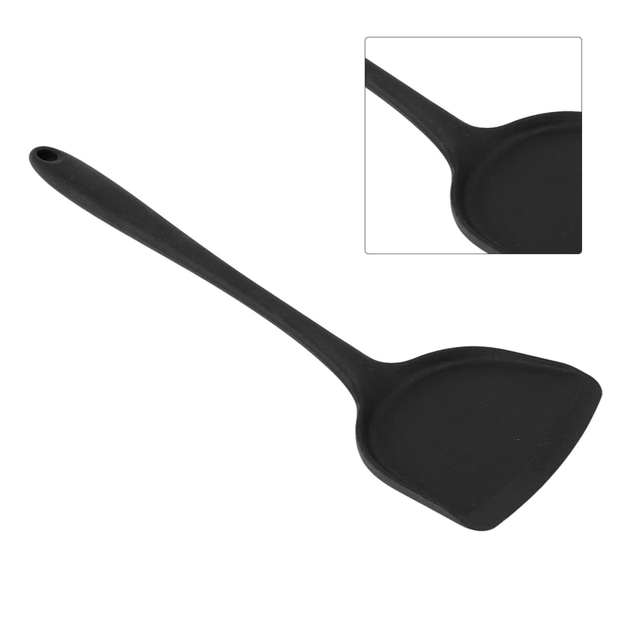 5Pcs Cooking Spatula with Hanging Hole Ergonomic Prevent Scalding Chinese Silicone Spatula for Kitchen Black