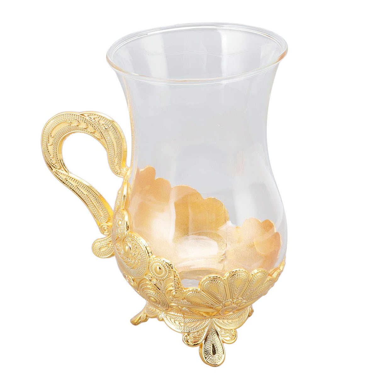 Gold Coffee Cups European Beautifully Carved Coffee Cup Elegant Retro Zinc Alloy Teacup with Saucer for Bar Tea Table
