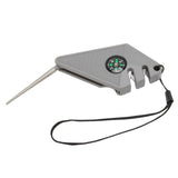 2PCS 6 in 1 Outdoor Knife Sharpener with Compass Survival Whistle Fish Hook Grinding Polishing Portable Gray - 45-Degree Angle
