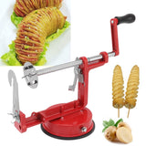Potato Spiral Cutter Multifunctional Manual Rotating Stainless Steel Blade Rust Resistant Red Twisted Spiral Potato Peeler