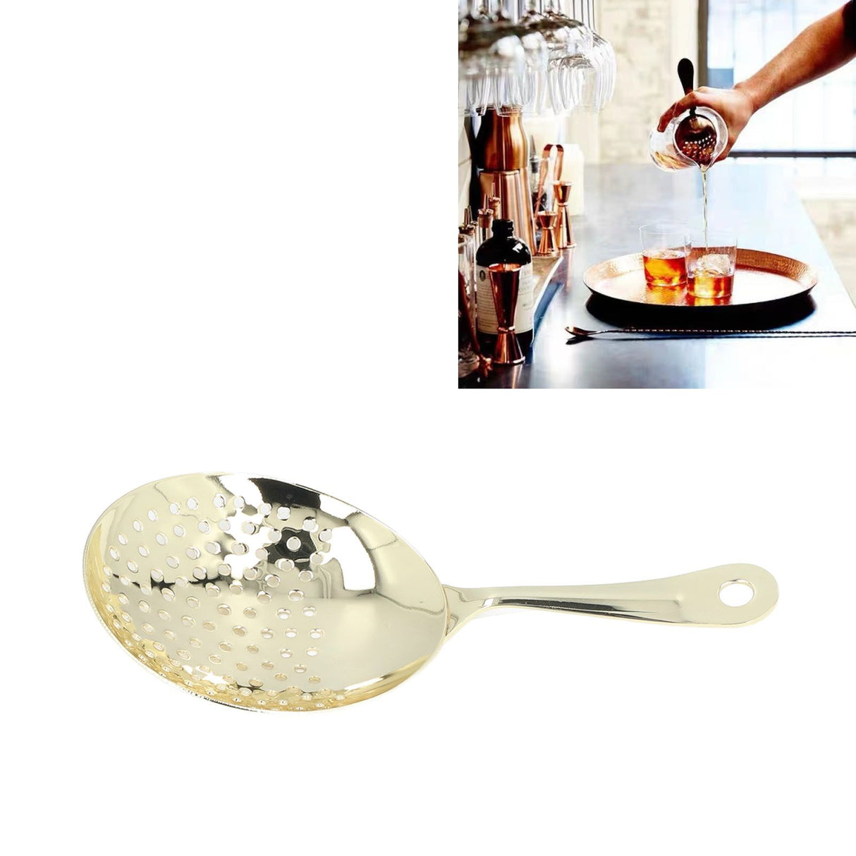 Cocktail Strainer Professional Stainless Steel Shell Cocktail Strainer for Bar Club Restaurant Gold