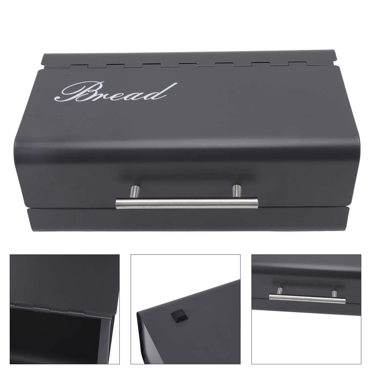 Bread Bin Large Capacity Save Countertop Space Bread Storage Container with Clamshell Door for Home Kitchen Office Dark Grey