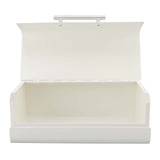 Bread Bin Large Capacity Save Countertop Space Bread Storage Container with Clamshell Door for Home Kitchen Office White - Front View