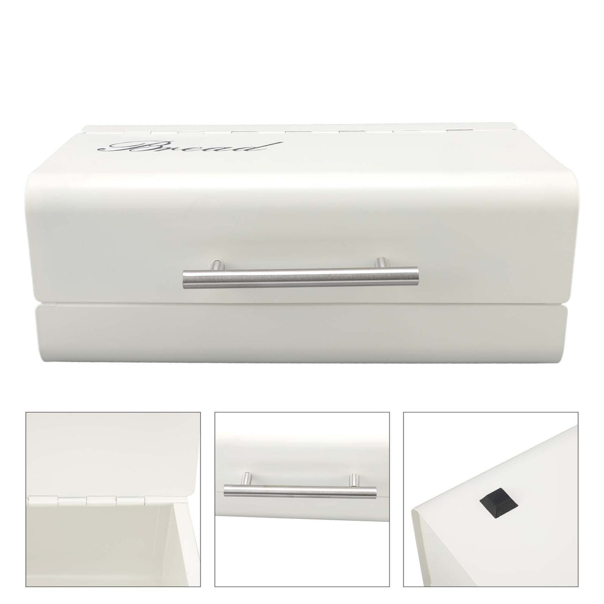 Bread Bin Large Capacity Save Countertop Space Bread Storage Container with Clamshell Door for Home Kitchen Office White