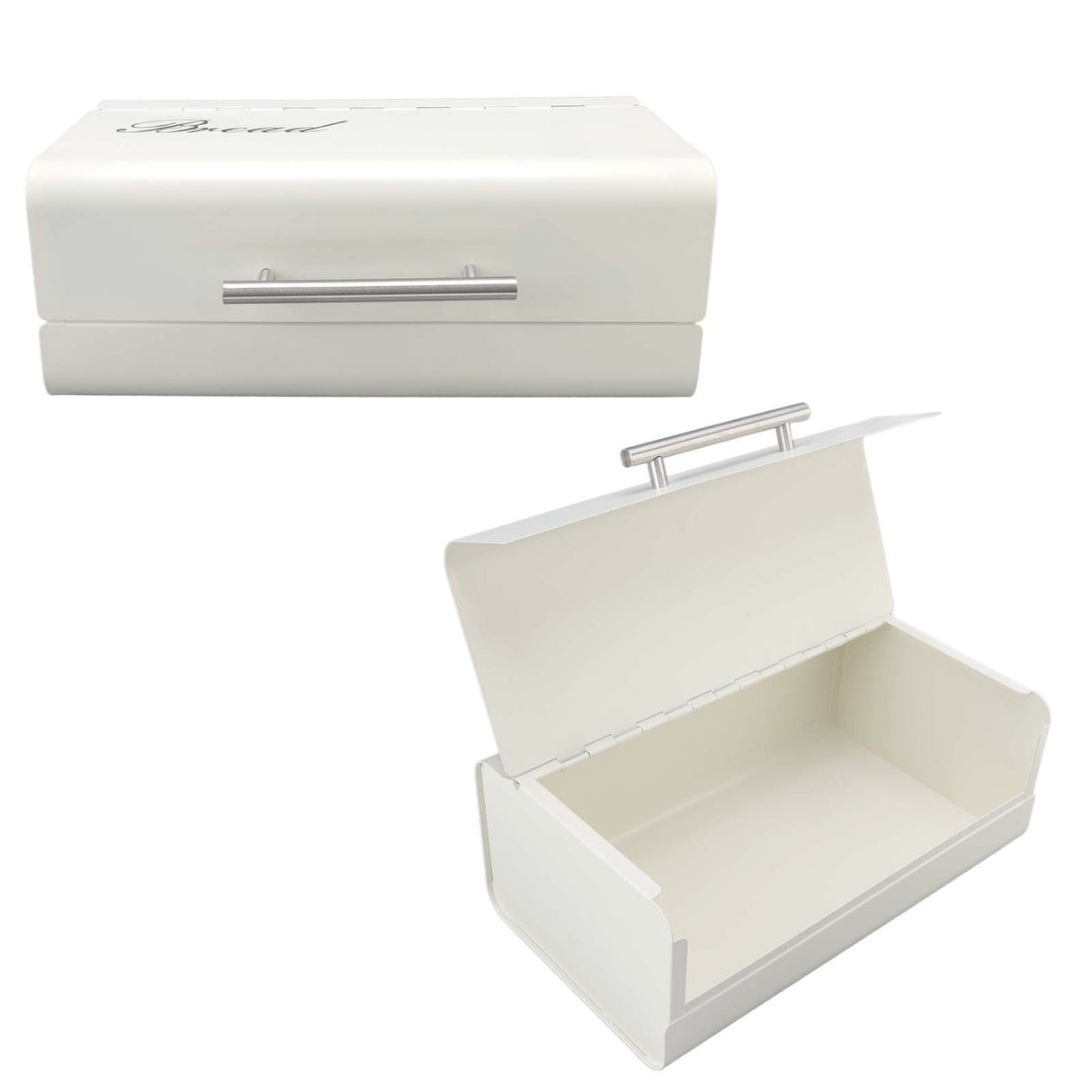 Bread Bin Large Capacity Save Countertop Space Bread Storage Container with Clamshell Door for Home Kitchen Office White