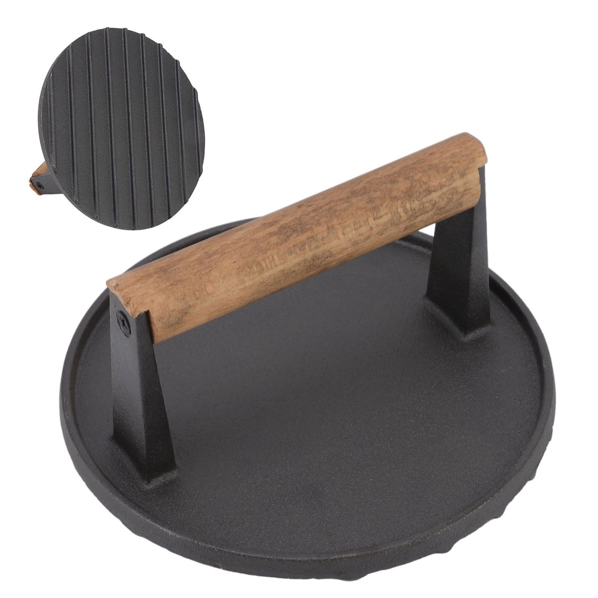 Cast Iron Grill Press Round Heavy Duty 3 Lbs Prevent Scalding Burger Press with Handle for Kitchen