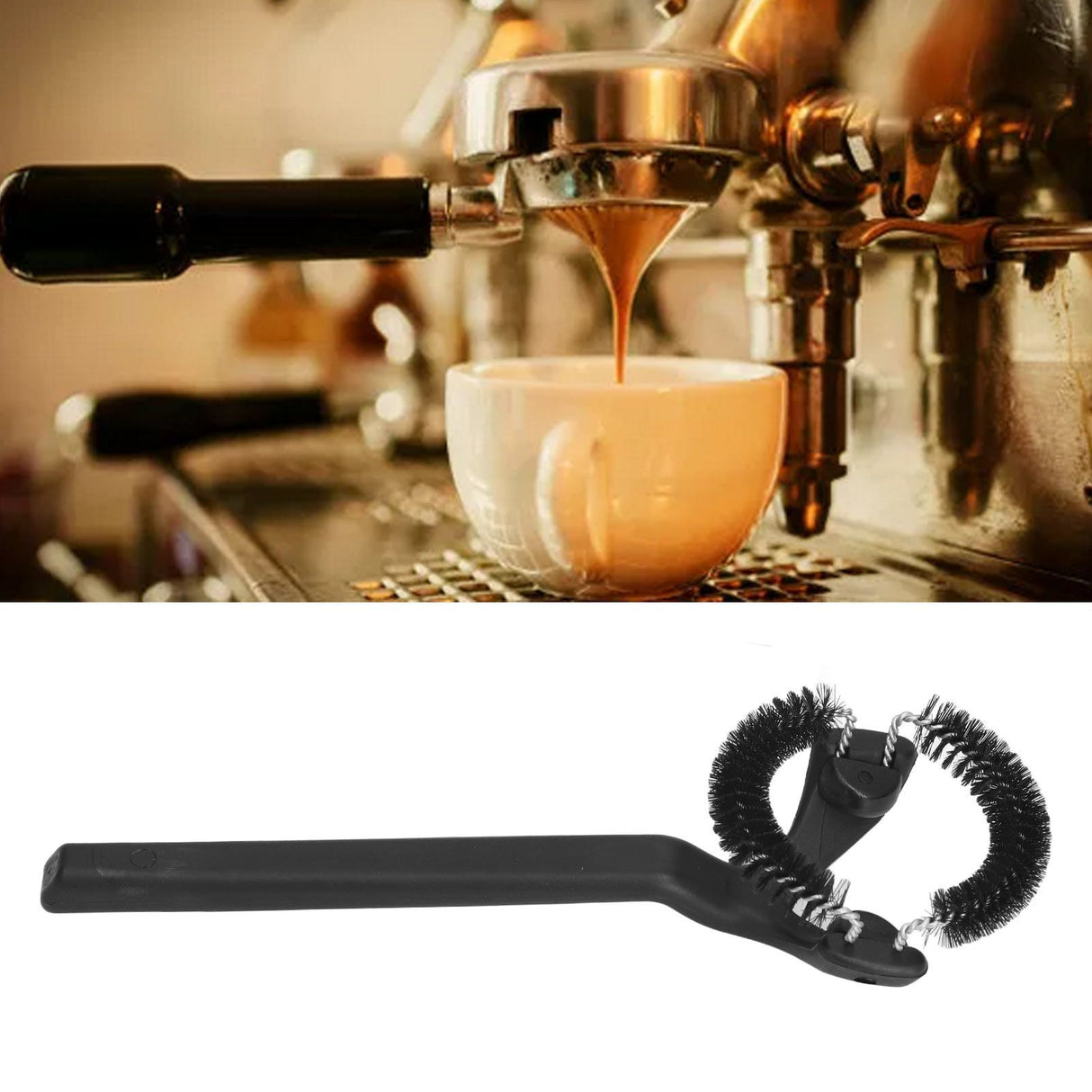 Coffee Machine Cleaning Brush Detachable Round Elbow Coffee Brush Short Handle Brew Head Cleaning Tools 58mm 21x7.8cm