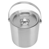 Stainless Steel Ice Bucket Double Layer Wine Champagne Beer Barrel with Handle for Bar Party 2L 15.5x15.7cm/6.1x6.2in