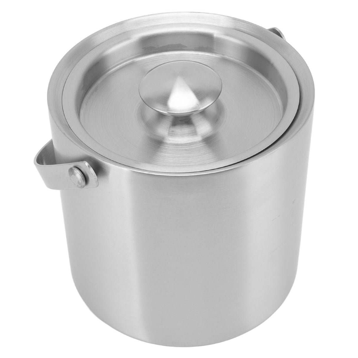 Stainless Steel Ice Bucket Double Layer Wine Champagne Beer Barrel with Handle for Bar Party 2L 15.5x15.7cm/6.1x6.2in