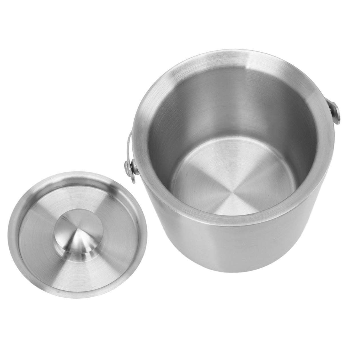 Stainless Steel Ice Bucket Double Layer Wine Champagne Beer Barrel with Handle for Bar Party 3L 19x17.2cm/7.5x6.8in