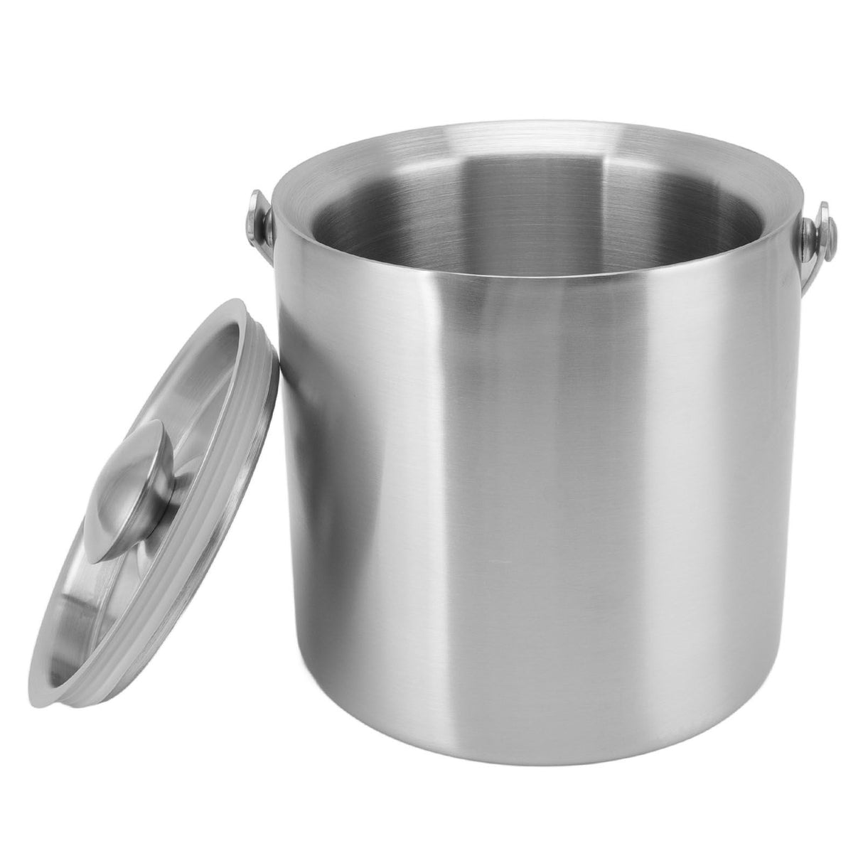 Stainless Steel Ice Bucket Double Layer Wine Champagne Beer Barrel with Handle for Bar Party 3L 19x17.2cm/7.5x6.8in