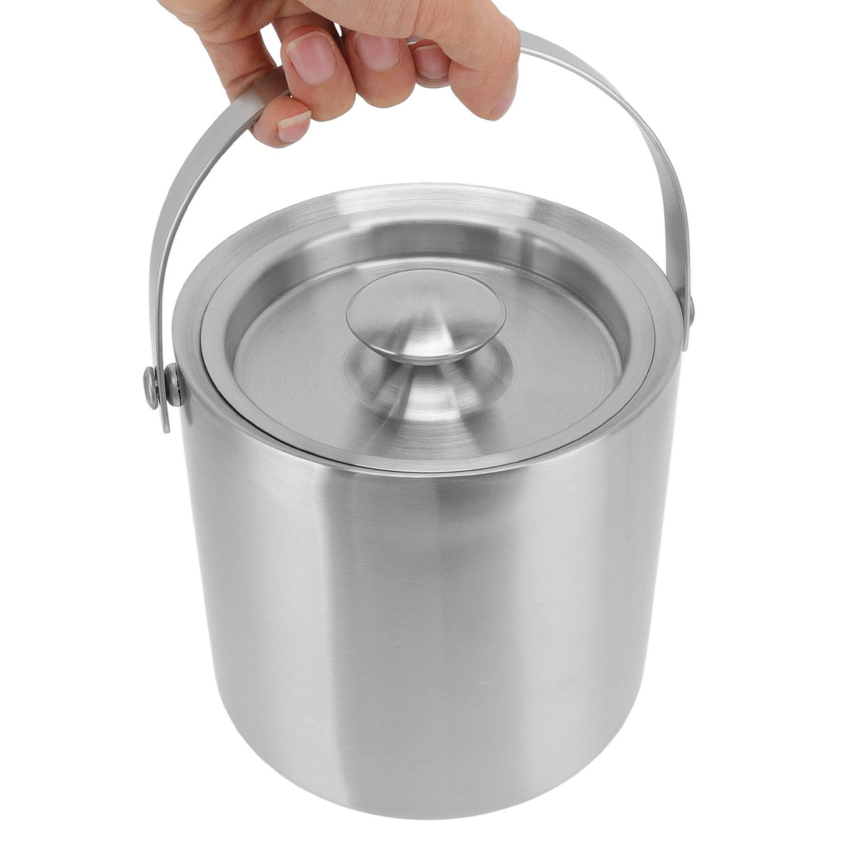 Stainless Steel Ice Bucket Double Layer Wine Champagne Beer Barrel with Handle for Bar Party 3L 19x17.2cm/7.5x6.8in