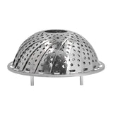 Steaming Plate Detachable Handle Design Retractable Stainless Steel Corrosion Resistant Food Steaming Tray - Side View