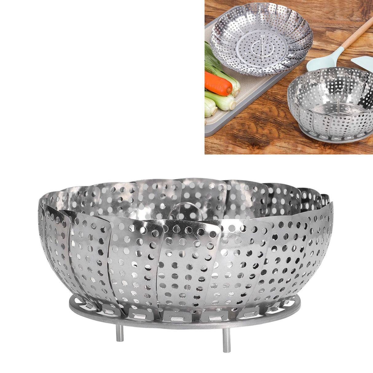 Steaming Plate Detachable Handle Design Retractable Stainless Steel Corrosion Resistant Food Steaming Tray