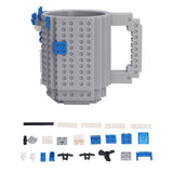 400ml Building Blocks Cups Build On Brick Coffee Mug DIY Novelty Building Blocks Cup for Kids Adults Birthday Gray