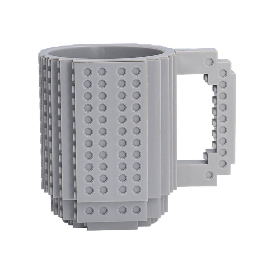 400ml Building Blocks Cups Build On Brick Coffee Mug DIY Novelty Building Blocks Cup for Kids Adults Birthday Gray