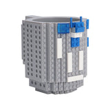 400ml Building Blocks Cups Build On Brick Coffee Mug DIY Novelty Building Blocks Cup for Kids Adults Birthday Gray
