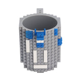 400ml Building Blocks Cups Build On Brick Coffee Mug DIY Novelty Building Blocks Cup for Kids Adults Birthday Gray